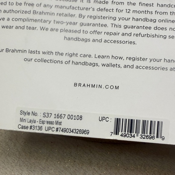 Brahmin Mini Layla Espresso Mist Black and Cream-Embossed Satchel/small wallet. - Picture 4 of 17